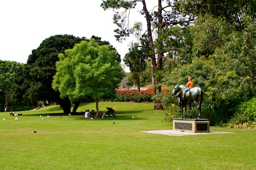 Boy on horse in Botanic Gardens in Sydney, Australia Boy on horse in Botanic Gardens in Sydney, Australia