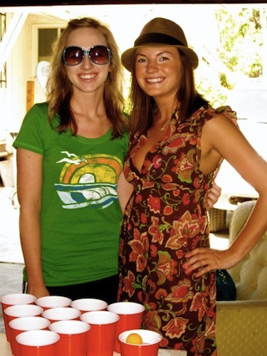 Playing beer pong with red cups in Chico, California Playing beer pong with red cups in Chico, California