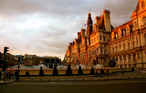 Hotel de Ville at sunset in Paris, France Hotel de Ville at sunset in Paris, France