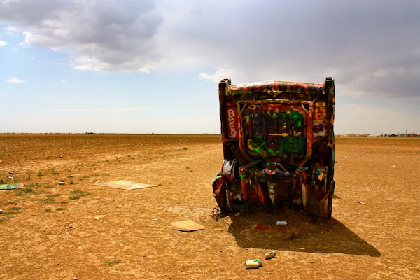 Graffiti car art installation at Cadillac Ranch in Amarillo, Texas, USA Graffiti car art installation at Cadillac Ranch in Amarillo, Texas, USA
