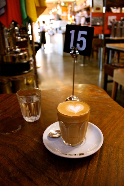 Latte at DiBella Coffee Roasting Warehouse, Melbourne, Australia
