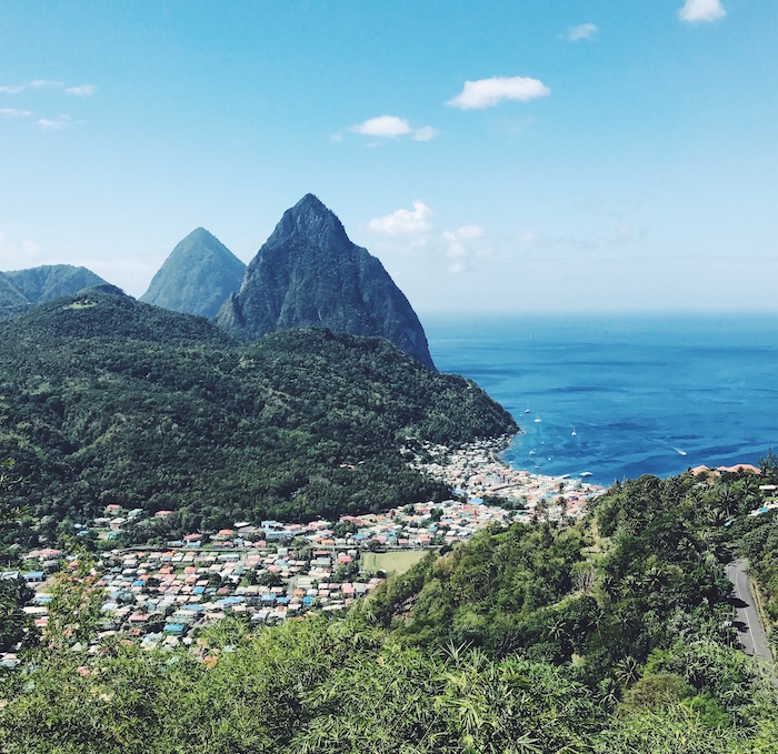 Soufriere and pitons in St Lucia