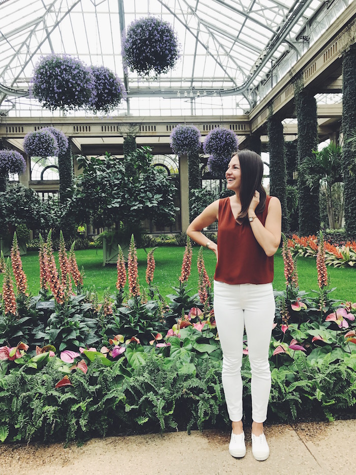 Christine Amorose at Longwood Gardens in bloom in Philadelphia, Pennsylvania