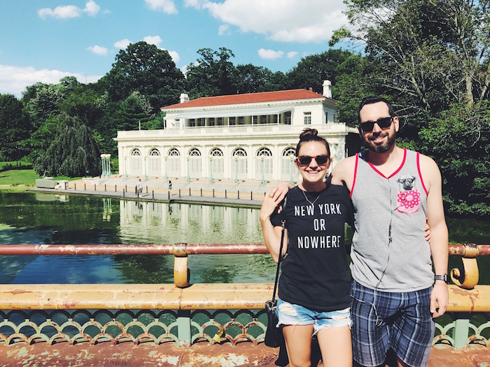 Christine Amorose and David Merrill at the Prospect Park Boathouse