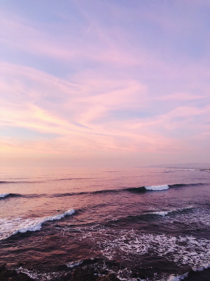 Pink skies at Sunset Cliffs, San Diego