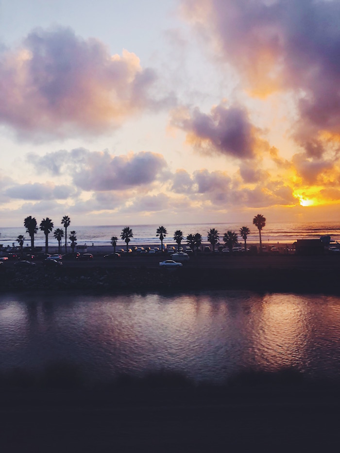 Sunset on the Amtrak Surfliner in Southern California