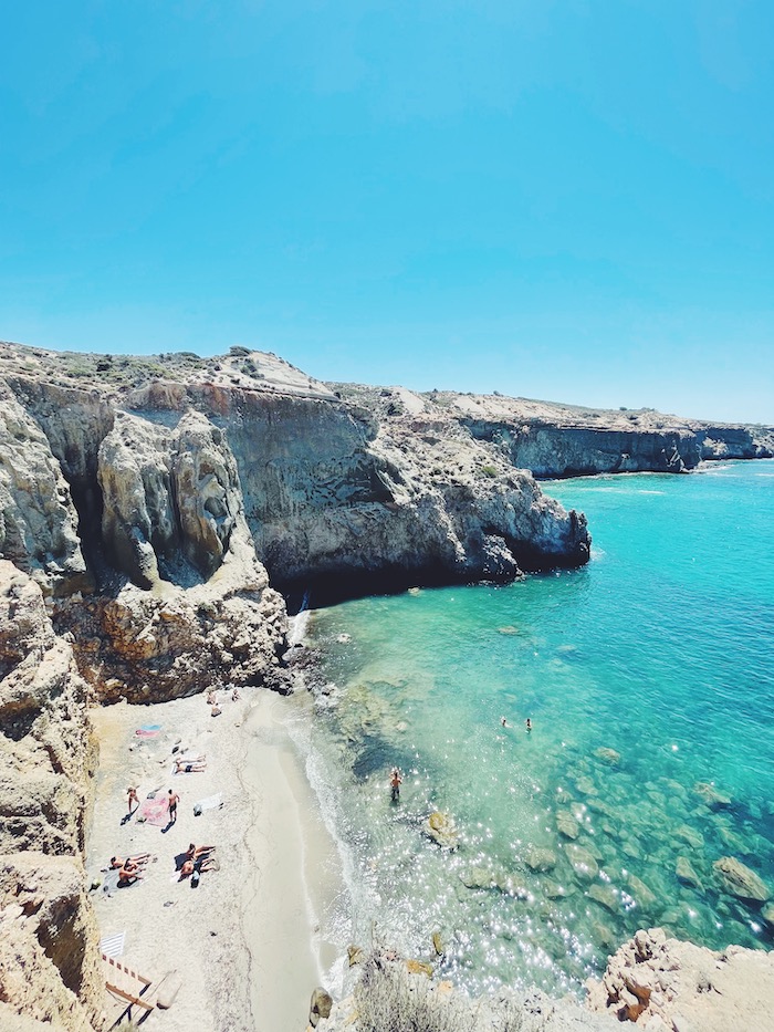 Tsrigrado Beach in Milos, Greece